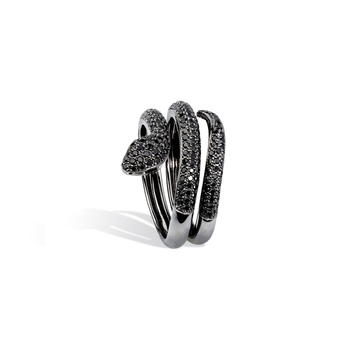 Bague serpent deux tours diamant noir