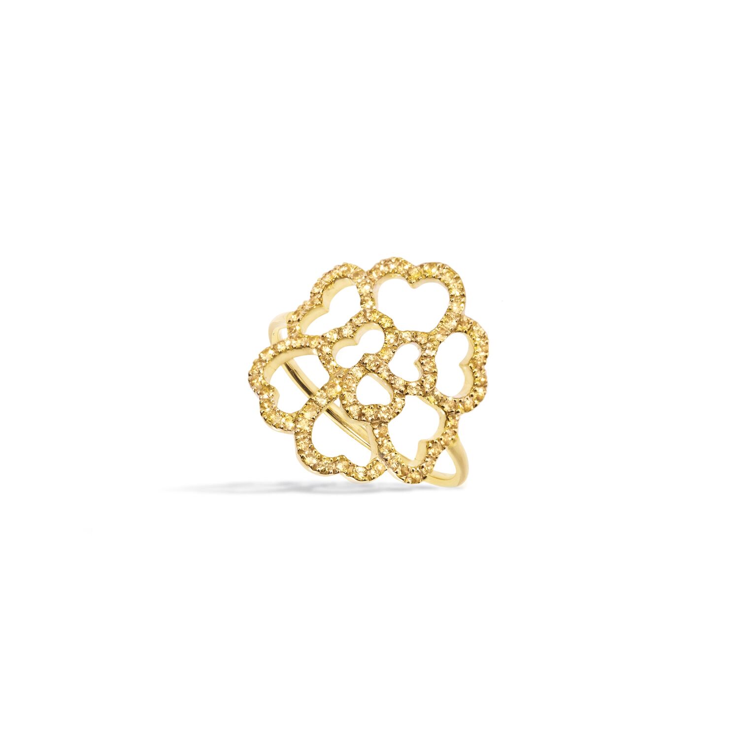 Bague fleur or jaunes saphir jaune Lucky Love