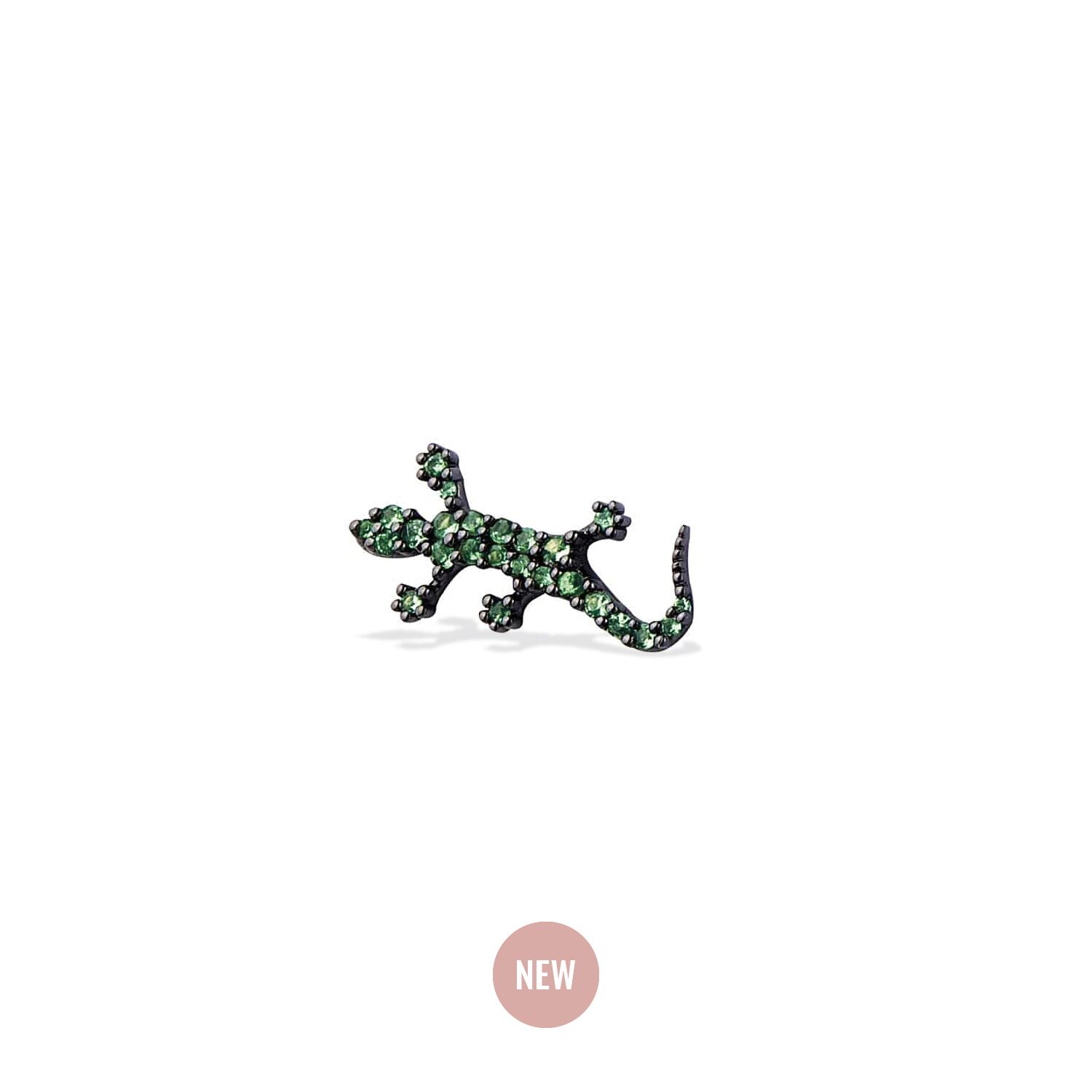 Piercing Salamandre Geko or noir et tsavorites
