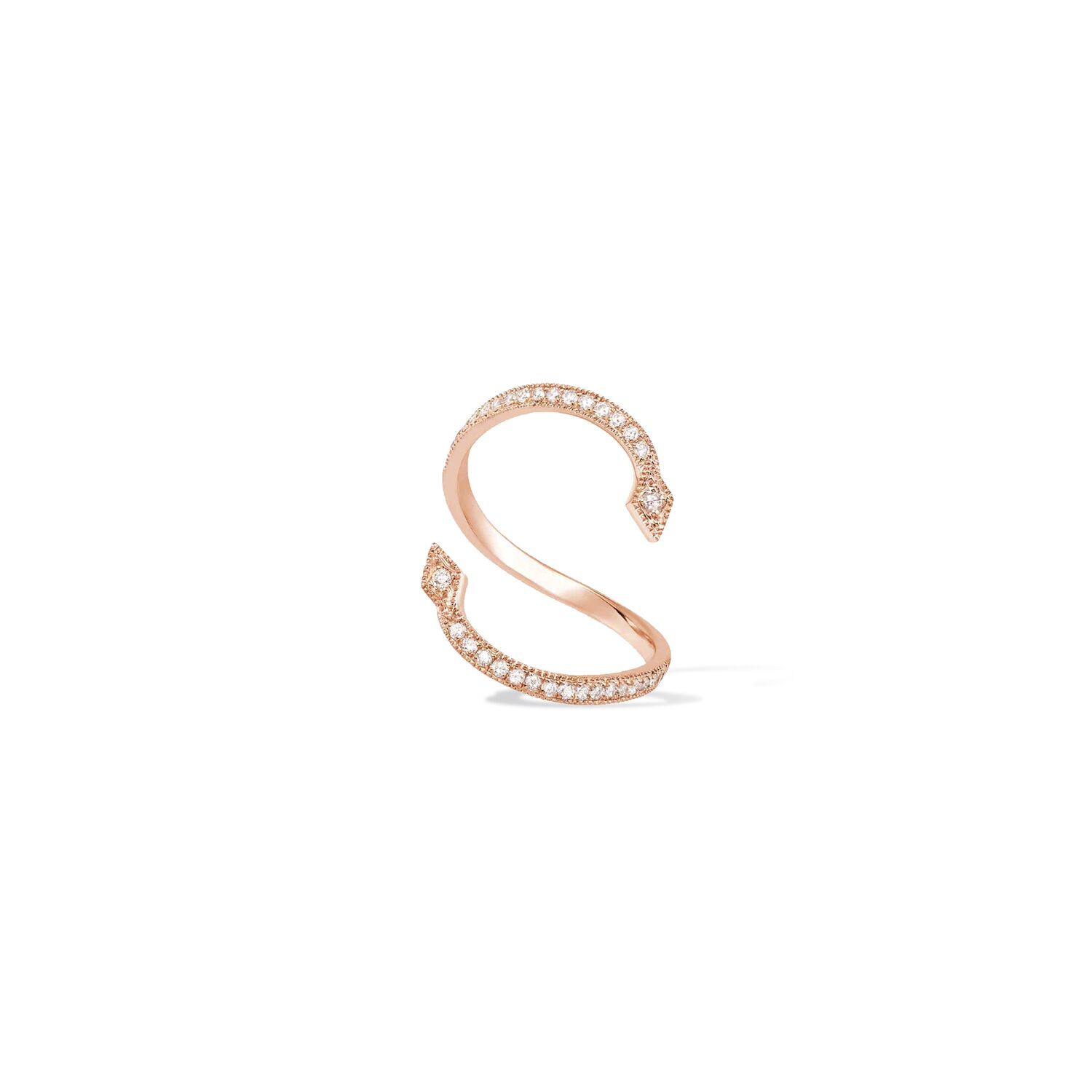 Bague serpent or rose diamant