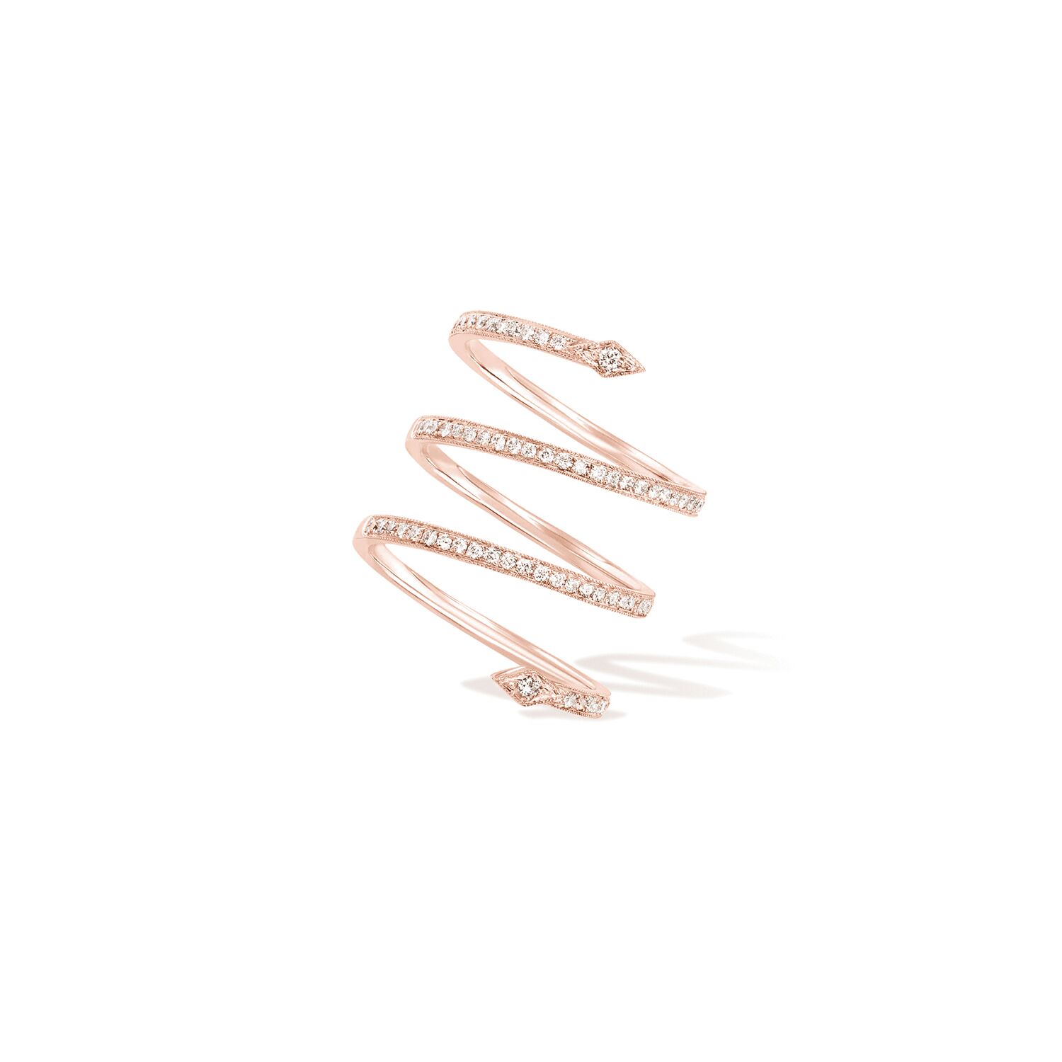 Bague serpent or rose diamant