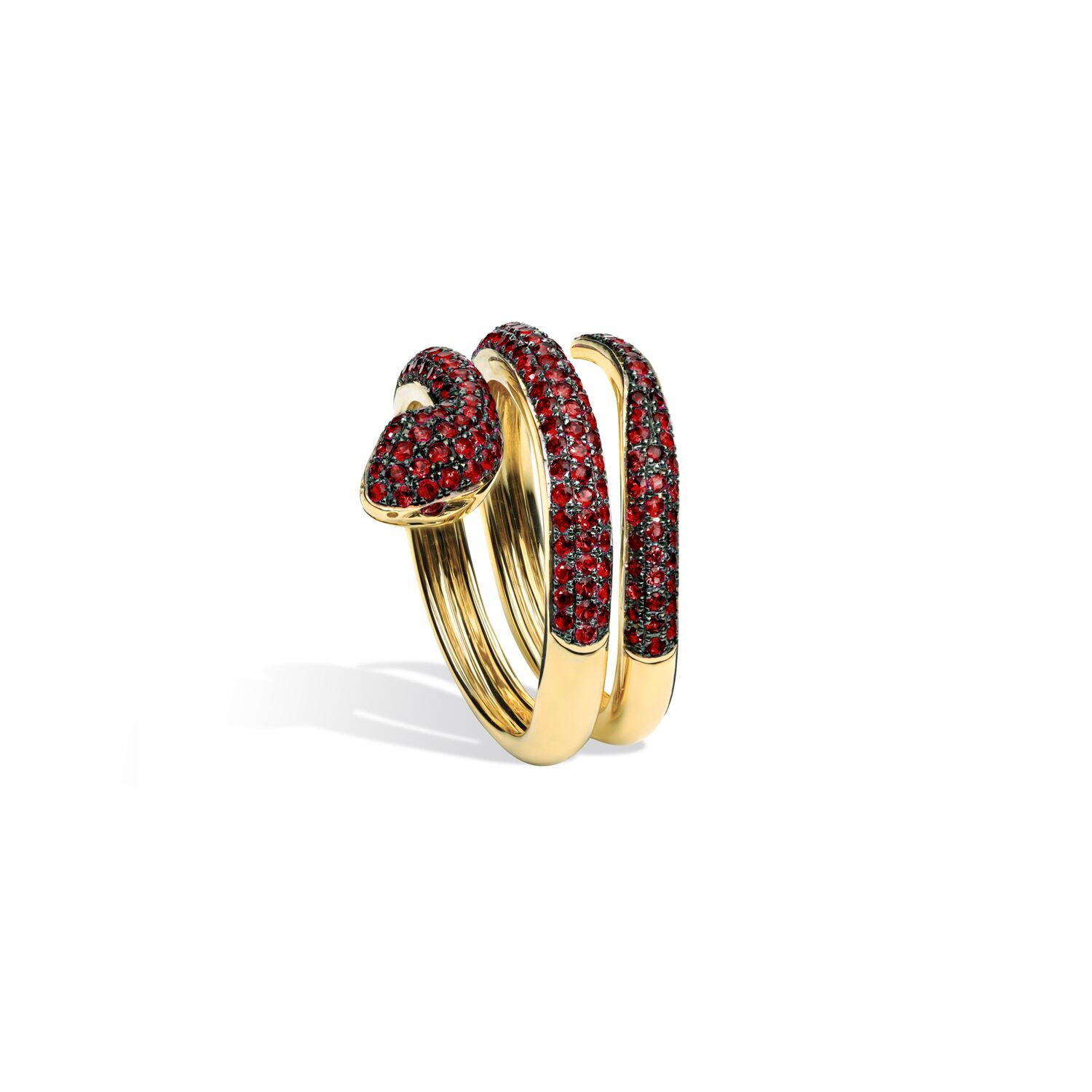 Bague serpent deux tours rubis