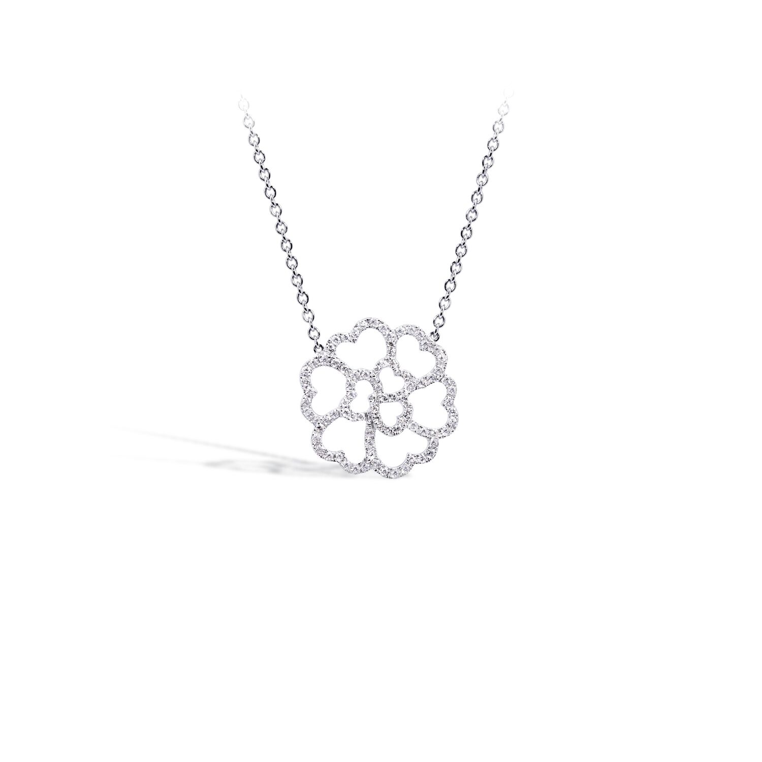 Collier trefle luxe grand modele or blanc