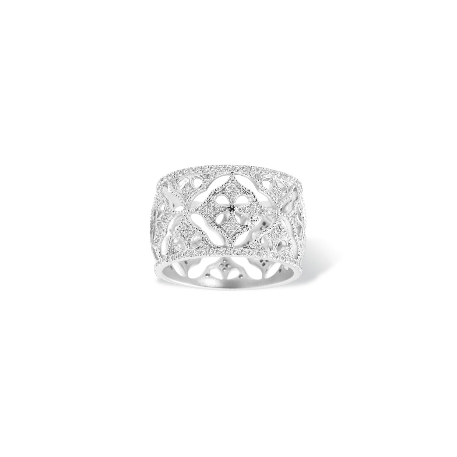 Bague dentelle or blanc femme