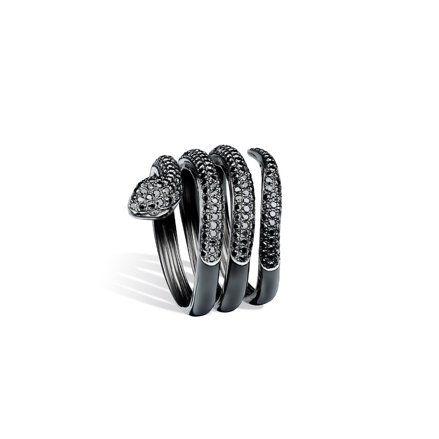 bague or noir diamant serpent