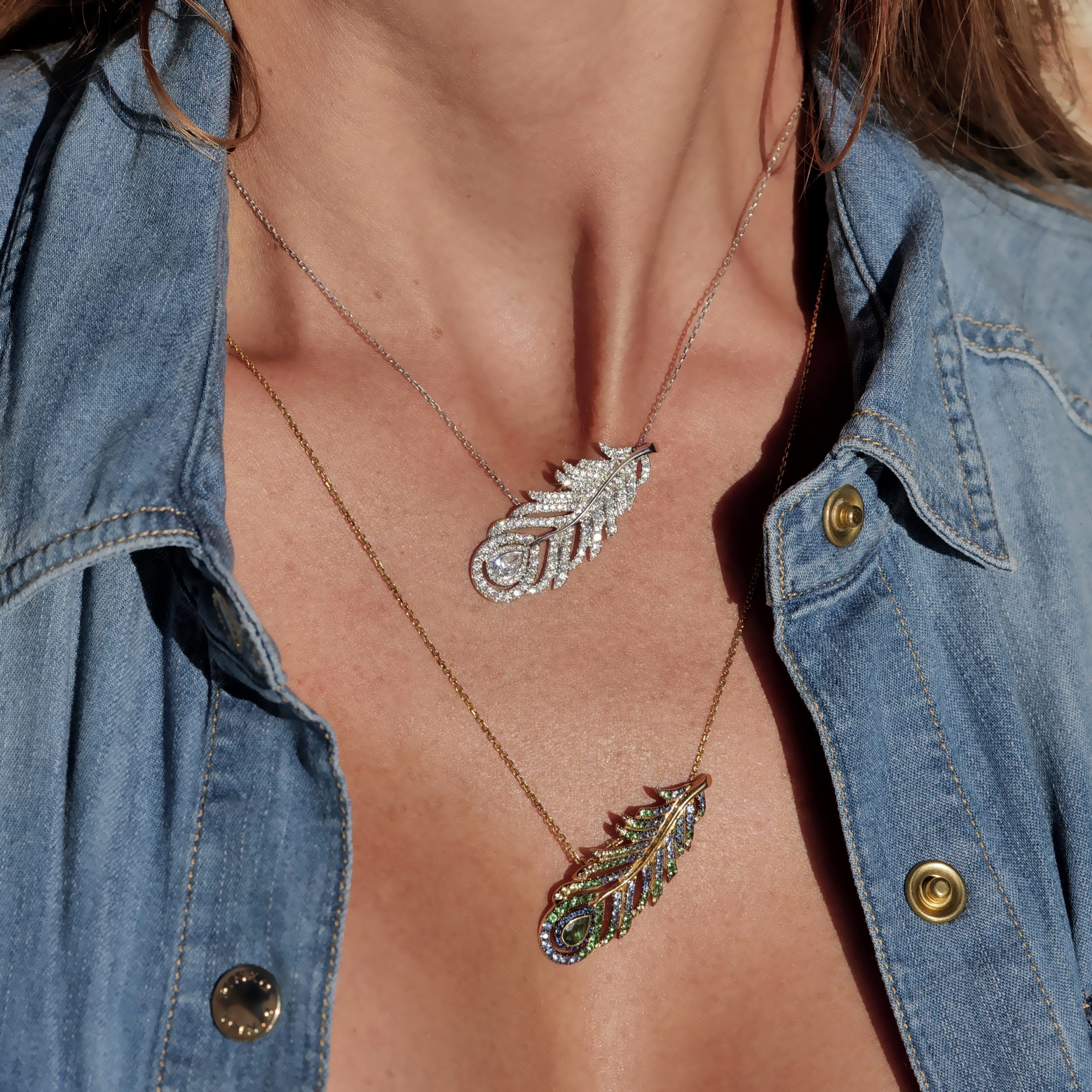 Collier Plume Or Blanc – Image 3