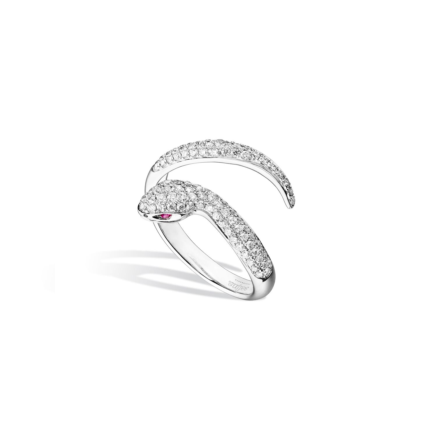 bague serpent or blanc diamant