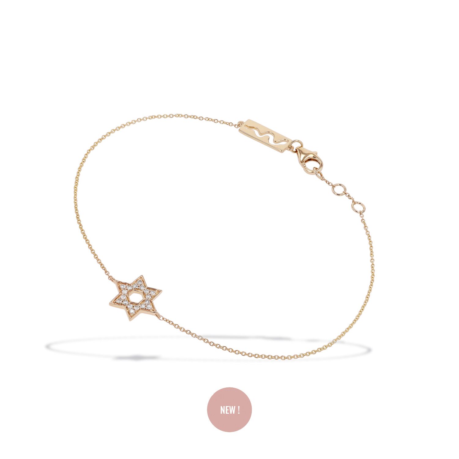 bracelet etoile david or rose