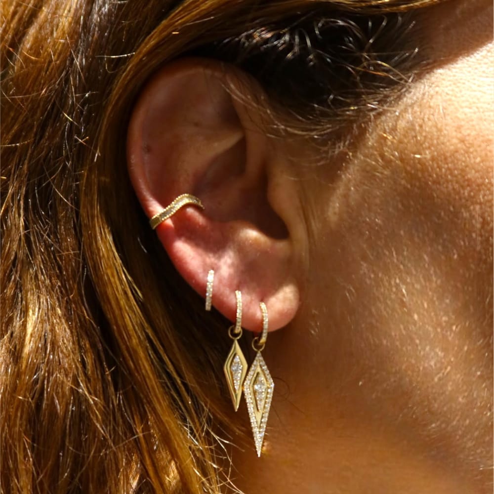 Ear cuff wave or jaune & piercing delight and sharp