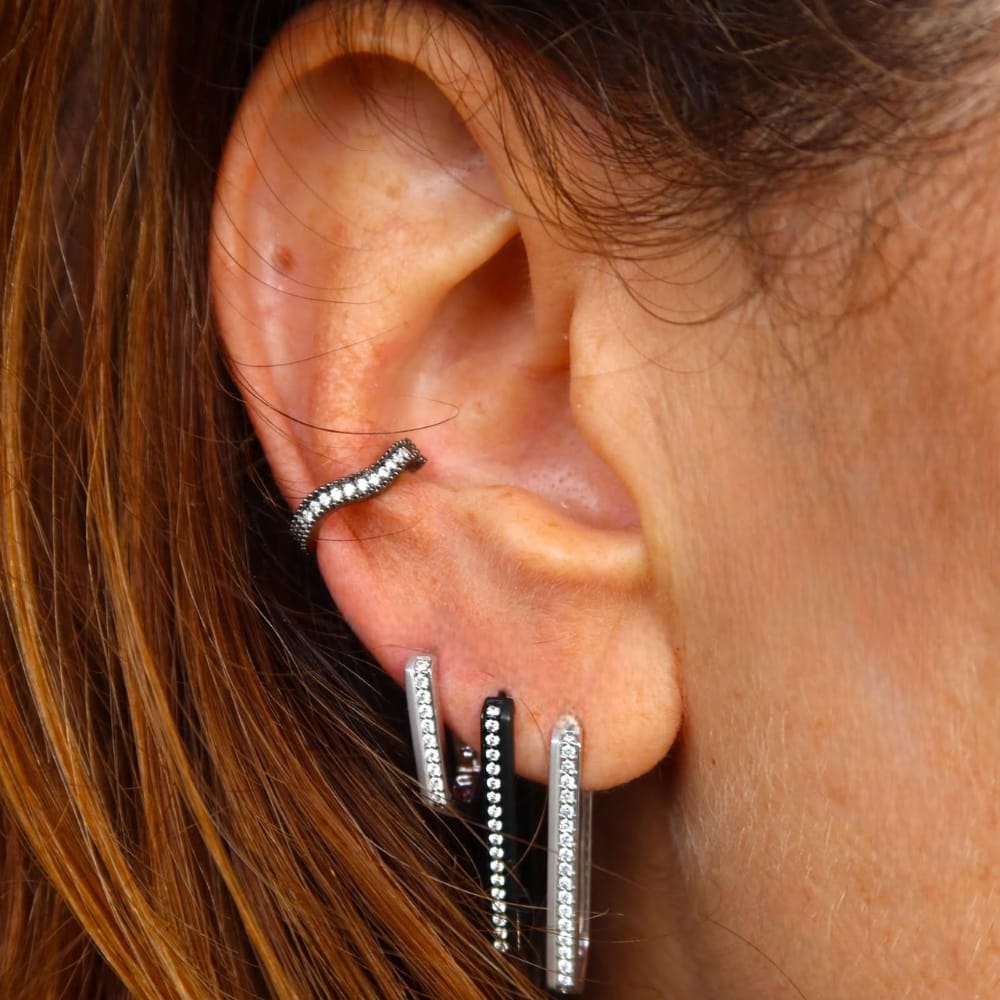 Ear cuff wave or noir & piercings Tribeca